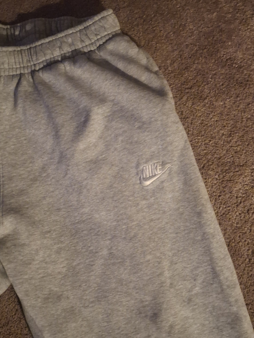 Nike Womens Light Gray Fleece Joggers with Embroidered Swoosh